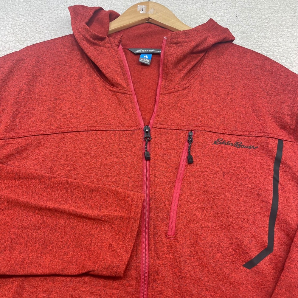 Eddie Bauer Hoodie Mens T3XL Red First Ascent Full Zip Fleece Jacket 31732302